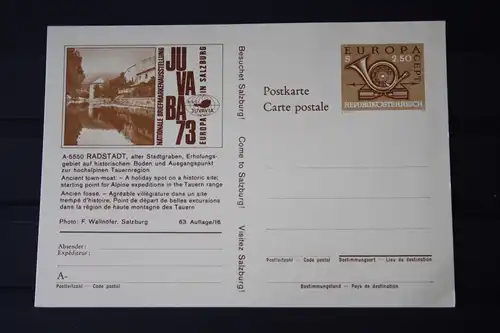 Österreich, Ganzsache JUVABA 73, Wertstempel CEPT EUROPA-UNION 1973