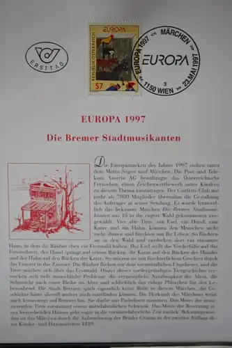 Österreich Ersttagsblatt CEPT EUROPA-UNION 1997