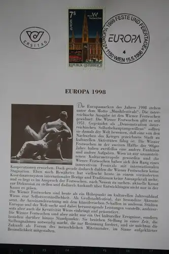 Österreich Ersttagsblatt CEPT EUROPA-UNION 1998