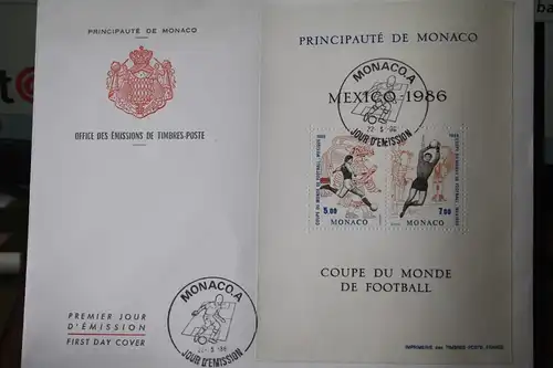 Monaco ; Weltmeisterschaft 1986 Mexiko Block auf FDC