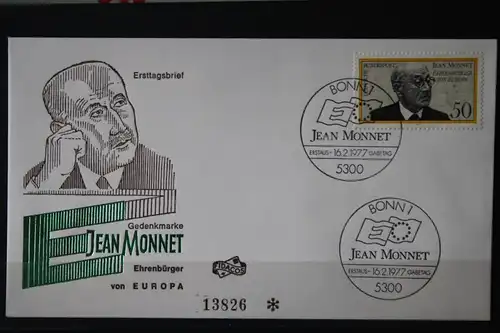 Deutschland Jean Monnet FDC 1977, EUROPA-UNION-Mitläufer CEPT-Symphatie-Ausgabe 