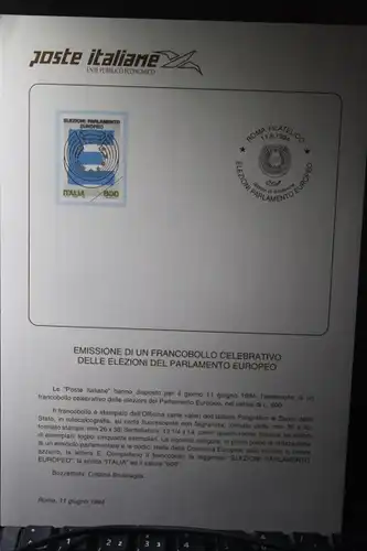 Italien Direktwahl Europa - Parlament 1994; CEPT EUROPA-UNION-Symphatieausgabe; Offizielles Bulletin (früher Ministerblatt)