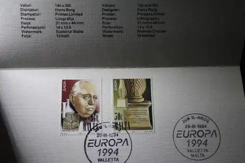 Malta CEPT EUROPA-UNION 1994 Folder