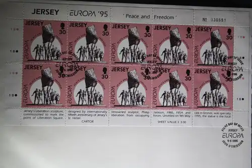 Großbritannien- Jersey  CEPT EUROPA-UNION 1995 KB auf FDC