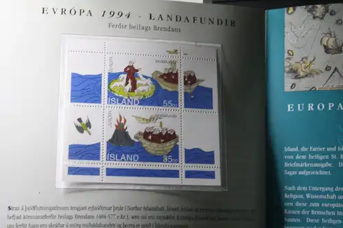 CEPT EUROPA-UNION 1994 Gemeinschaftsausgabe Irland, Island, Färöer, Folder mit Blöcken