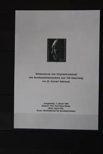 Deutschland, K. Adenauer-Schwarzdruck, Europa Union CEPT - Symphatieausgabe 1976