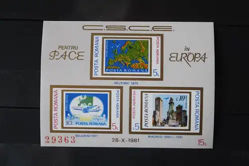 Rumänien, KSZE 1981, Blockausgabe, CEPT EUROPA-UNION-Symphatieausgabe
