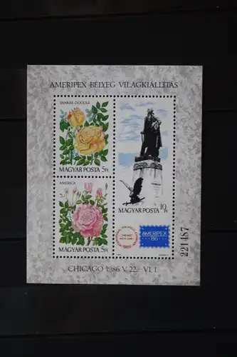 Ungarn, Ameripex 86, Blockausgabe, Blumen, Rosen