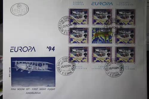 Jugoslawien CEPT EUROPA-UNION 1994, Kleinbogen auf FDC