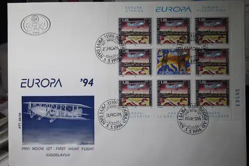 Jugoslawien CEPT EUROPA-UNION 1994, Kleinbogen auf FDC