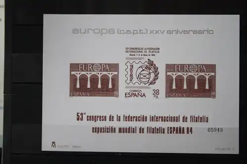 CEPT EUROPA-UNION Spanien 1984, Schwarzdruck der POST (in braun) 