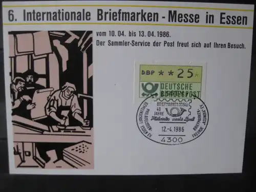 Intern. Briefmarken-Messe Essen 1986, Stempelkarte, Ausstellungskarte
