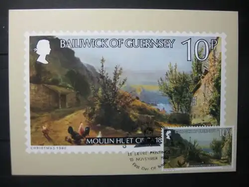 Guernsey, Malerei, Set von 5 amtl. MK der POST, 1980