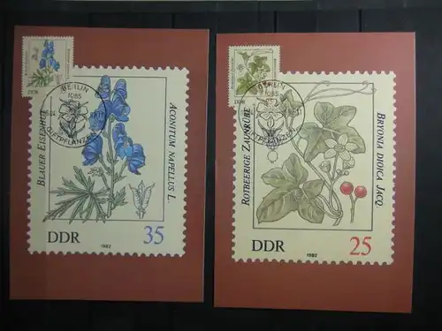 Giftpflanzen, Set von 6 amtl. MK, 1982, mit PF