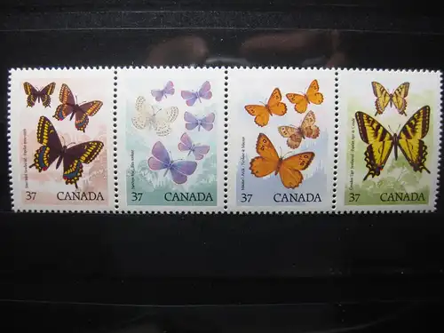 Tiere, Canada, Zusammendruck, 4er-Streifen, Schmetterlinge