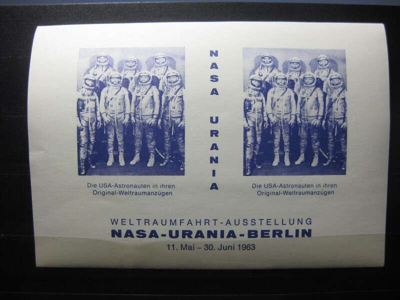 Berlin Vignette NASA Weltraumfahrt Ausstellung URANIA 1963 
