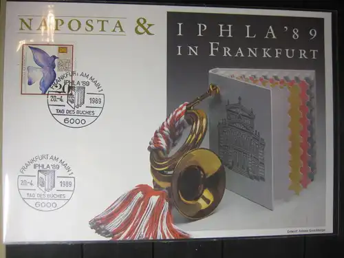 Stempelkarte, Erinnerungskarte , Gedenkblatt NAPOSTA & IPHLA 1989 Frankfurt