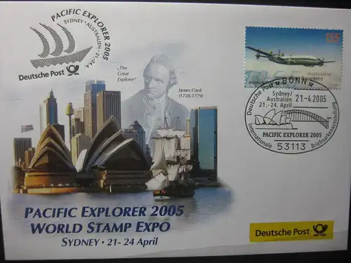 Messebrief, Ausstellungsbrief Deutsche Post: World Stamp Expo Pacific Explorer Sydney 2005