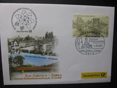 Messebrief, Ausstellungsbrief Deutsche Post: Briefmarkenausstellung Zubra, Bad Zurzach/Schweiz 2007