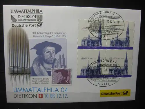 Messebrief, Ausstellungsbrief Deutsche Post: Briefmarkenausstellung Limmattalphila 04, Dietikon / Schweiz 2004