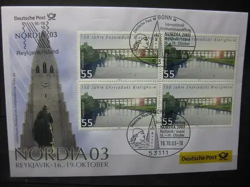 Messebrief, Ausstellungsbrief Deutsche Post: Briefmarkenausstellung Nordia 03, Reykjavik/Island 03, 2003
