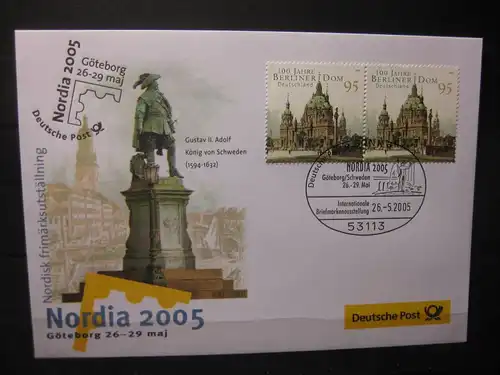 Messebrief, Ausstellungsbrief Deutsche Post: Briefmarkenausstellung Nordia 05 Göteborg/Schweden