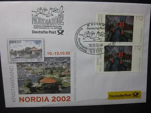Messebrief, Ausstellungsbrief Deutsche Post: Briefmarkenausstellung Nordia 02 Kristiansand