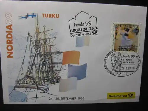 Messebrief, Ausstellungsbrief Deutsche Post: Briefmarkenausstellung Nordia 99, Turku 1999