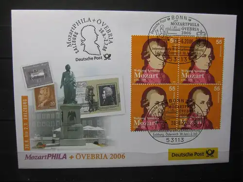Messebrief, Ausstellungsbrief Deutsche Post: Internationale Briefmarken-Ausstellung  MozartPHILA + ÖVEBRIA  Salzburg 2006