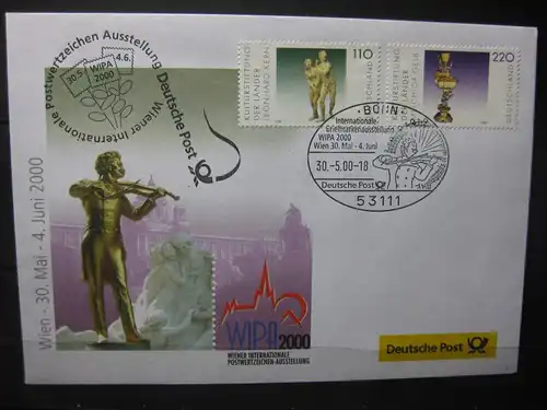 Messebrief, Ausstellungsbrief Deutsche Post: Internationale Briefmarken-Ausstellung  WIPA 2000 Wien