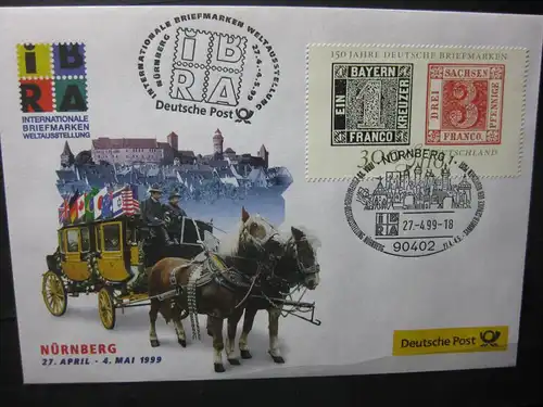 Messebrief, Ausstellungsbrief Deutsche Post: Internationale Briefmarken-Ausstellung  IBRA Nürnberg 1999