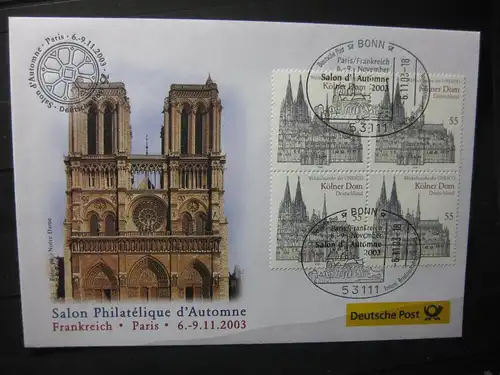 Messebrief, Ausstellungsbrief Deutsche Post: Internationale Briefmarken-Ausstellung  Salon  Philatelique d\\\'\\\' Automne Paris 2003