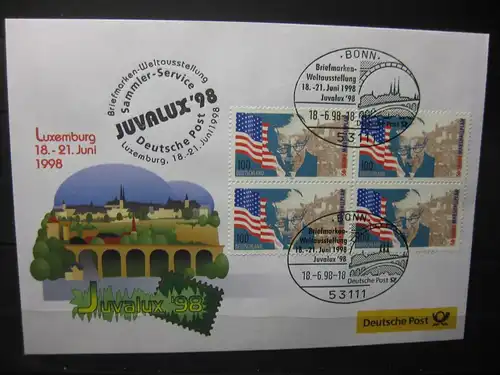 Messebrief, Ausstellungsbrief Deutsche Post: Internationale Briefmarken-Ausstellung  Juvalux 98, Lubemburg 1998