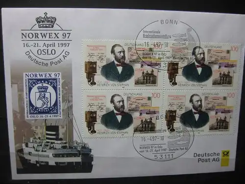 Messebrief, Ausstellungsbrief Deutsche Post: Internationale Briefmarken-Ausstellung  NORWEX 97, Oslo 1997