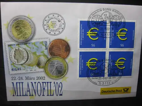Messebrief, Ausstellungsbrief Deutsche Post: Internationale Briefmarken-Ausstellung  Milanofil 02, Mailand 2002