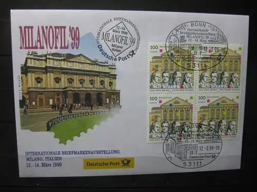 Messebrief, Ausstellungsbrief Deutsche Post: Internationale Briefmarken-Ausstellung  Milanofil 99, Mailand  1999
