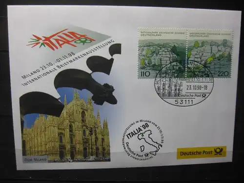 Messebrief, Ausstellungsbrief Deutsche Post: Internationale Briefmarken-Ausstellung  Italia 98, Mailand 1998