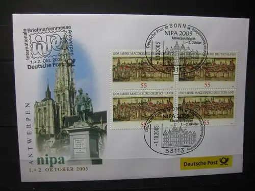 Messebrief, Ausstellungsbrief Deutsche Post: Internationale Briefmarken-Ausstellung  NIPA  Antwerpen 2005