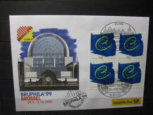 Messebrief, Ausstellungsbrief Deutsche Post: Internationale Briefmarken-Ausstellung  Bruphila 99 JUNEX, Brüssel 1999