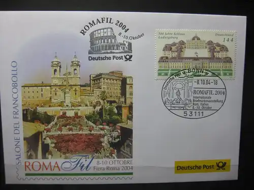 Messebrief, Ausstellungsbrief Deutsche Post: Internationale Briefmarken-Ausstellung  ROMAFIL 2004, ROM