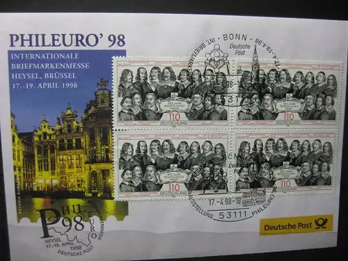 Messebrief, Ausstellungsbrief Deutsche Post: Internationale Briefmarken-Ausstellung  Phileuro Heysel, Brüssel 1998