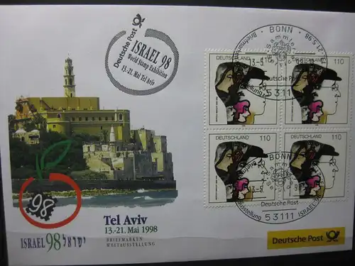 Messebrief, Ausstellungsbrief Deutsche Post: Briefmarken-Weltausstellung  Israel 98, Tel Aviv 1998
