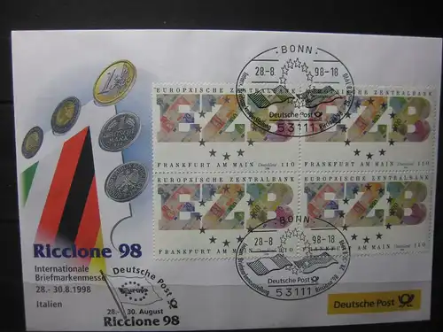 Messebrief, Ausstellungsbrief Deutsche Post: Internationale Briefmarken-Messe Riccione 98, Riccione/Italien 1998