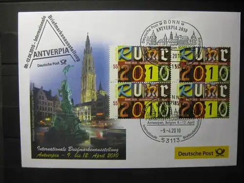 Messebrief, Ausstellungsbrief Deutsche Post: Internationale Briefmarken-Ausstellung  Antverpia 2010, Antwerpen