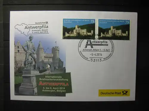 Messebrief, Ausstellungsbrief Deutsche Post: Internationale Briefmarken-Ausstellung  Antwerpfila 2014, Antwerpen