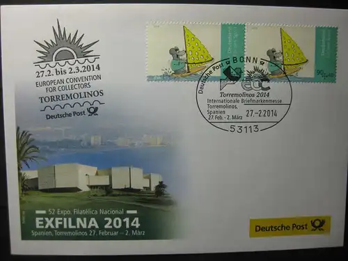 Messebrief, Ausstellungsbrief Deutsche Post: Internationale Briefmarken-Messe Exfilna 2014, Torremolinos/Spanien