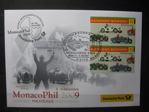 Messebrief, Ausstellungsbrief Deutsche Post: Internationale Briefmarken-Ausstellung   MonacoPhil 2009