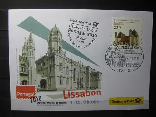 Messebrief, Ausstellungsbrief Deutsche Post: Internationale Briefmarken-Ausstellung  Portugal 2010, Lissabon