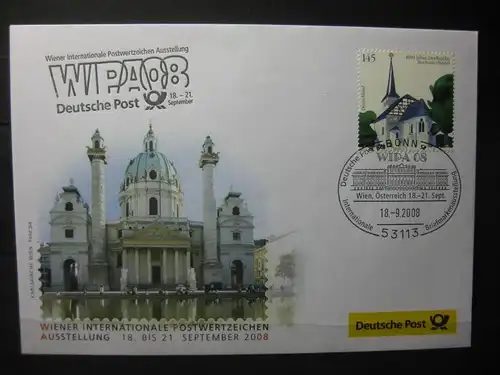 Messebrief, Ausstellungsbrief Deutsche Post: Internationale Briefmarken-Ausstellung  WIPA08, Wien 2008