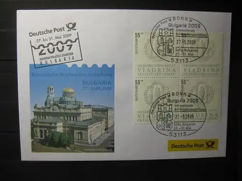 Messebrief, Ausstellungsbrief Deutsche Post: Internationale Briefmarken-Ausstellung  Bulgaria 2009, Sofia